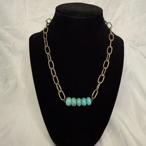 Gold and Turquoise Chain Necklace
